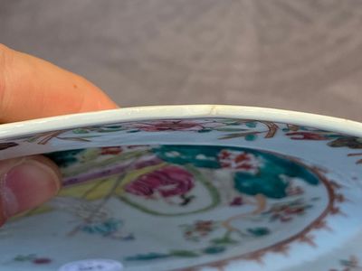 Eight Chinese octagonal famille rose plates with a boat on the water, Qianlong — photo 5