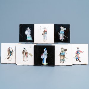 Eight Dutch tiles with Chinese figures, Makkum, 20th C. — 照片 1