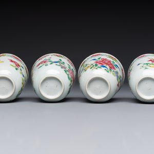 Eight sets of Chinese famille rose cups and saucers with floral design, Qianlong — photo 13