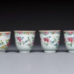Eight sets of Chinese famille rose cups and saucers with floral design, Qianlong — photo 5
