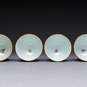Eight sets of Chinese famille rose cups and saucers with floral design, Qianlong — photo 6