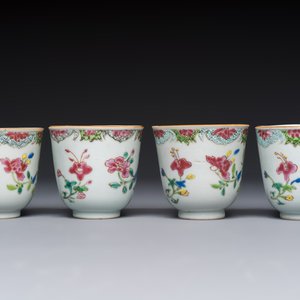 Eight sets of Chinese famille rose cups and saucers with floral design, Qianlong — photo 10