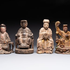 Eight various Chinese lacquered wooden figures, 19th C. — 照片 2