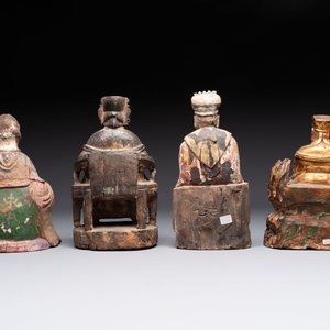 Eight various Chinese lacquered wooden figures, 19th C. — 照片 4
