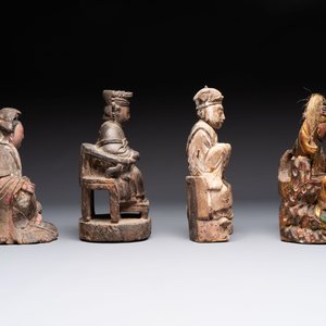Eight various Chinese lacquered wooden figures, 19th C. — 照片 5