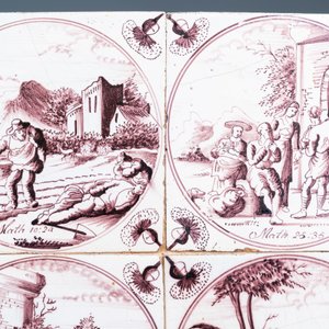 Eighteen fine Dutch Delft manganaese biblical subject tiles, 18th C. — photo 3