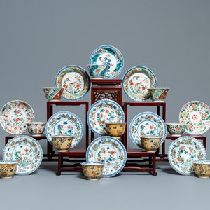 Elf Chinese famille verte koppen en schotels, Kangxi — foto 1
