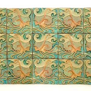 Emile Müller & Co., Paris, ensemble de 15 carreaux Art Nouveau à décor en relief, 19ème — photo 1