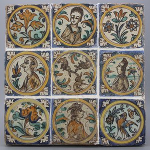Ensemble de 9 carreaux espagnols, Sevilla (Triana), env. 1700 — photo 1