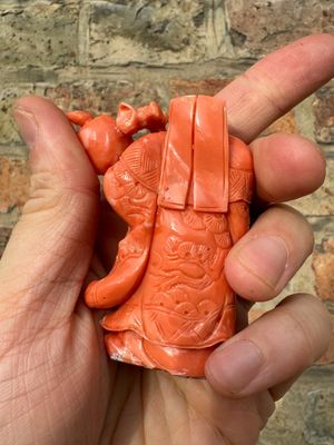 Ensemble de sept personnages en corail rouge sur socle en bois, Chine, 19/20ème — photo 16