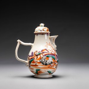 Ensemble des quatre tasses, soucoupes et une verseuse en porcelaine de Chine famille rose à décor de deux chevaux, Qianlong — photo 5