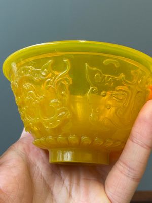 Exceptionnel bol couvert en verre jaune de Pékin, Chine, marque et époque de Qianlong — photo 8