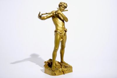 Felix Charpentier (Frankrijk, 1858-1924): “L’improvisateur", een goudkleurig gelakt bronzen beeld