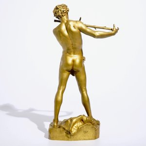 Felix Charpentier (Frankrijk, 1858-1924): “L’improvisateur", een goudkleurig gelakt bronzen beeld — foto 4