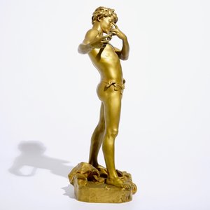 Felix Charpentier (Frankrijk, 1858-1924): “L’improvisateur", een goudkleurig gelakt bronzen beeld — foto 5