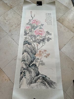 Feng Chaoran 馮超然 (1882-1954) and Jiang Hanting 江寒汀 (1904-1963): 'Peony' and 'Two squirrels on the persimmon tree', ink and colour on paper — foto 1