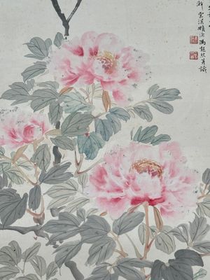 Feng Chaoran 馮超然 (1882-1954) and Jiang Hanting 江寒汀 (1904-1963): 'Peony' and 'Two squirrels on the persimmon tree', ink and colour on paper — foto 3