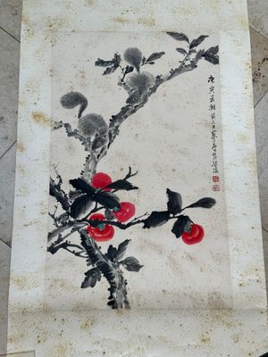 Feng Chaoran 馮超然 (1882-1954) and Jiang Hanting 江寒汀 (1904-1963): 'Peony' and 'Two squirrels on the persimmon tree', ink and colour on paper — foto 9