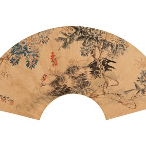 Feng Chaoran 馮超然 (1882-1954) and Wang Xuetao 王雪濤 (1903-1982): 'Two fans', ink and colour on paper — photo 3
