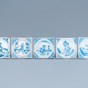 Fifteen blue, white and manganese Delft style tiles, Montpellier, France, 17th C. — photo 3