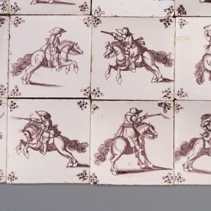 Fifteen Dutch Delft manganese tiles with horse riders, late 17th C. — photo 4