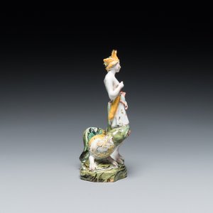 Figure allégorique représentant l'Amérique en faïence polychrome de Bruxelles, probablement Mombaers, fin du 18ème — photo 3
