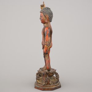 Figure chinoise de Bouddha comme enfant, en bronze doré et laqué, dynastie Ming — photo 2