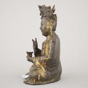 Figure chinoise de Guanyin en bronze doré, dynastie Ming — photo 3