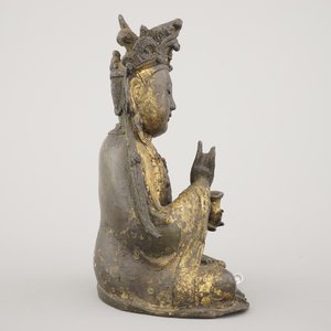 Figure chinoise de Guanyin en bronze doré, dynastie Ming — photo 5
