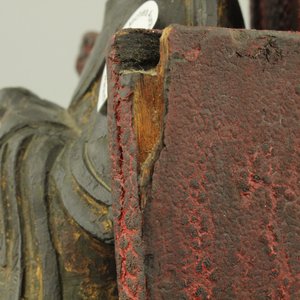 Figure de Guanyin en bronze partiellement dorée, assise sur trône en bois lacqué, dynastie Ming — photo 11