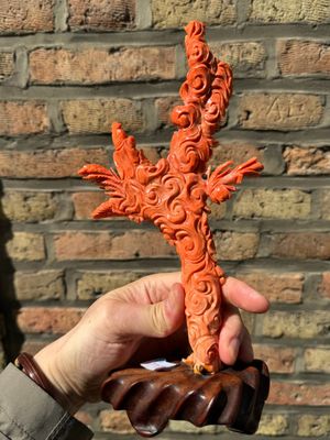 Figure de 'Xiwangmu' en corail rouge sur socle en bois, Chine, 19/20ème — photo 6