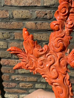 Figure de 'Xiwangmu' en corail rouge sur socle en bois, Chine, 19/20ème — photo 8