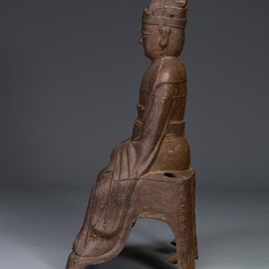 Figure d'un dignitaire en fonte, Chine, daté 1722 — photo 4