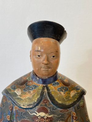 Figure d'un mandarin en terre cuite peinte, Chine, Canton, 19ème — photo 5