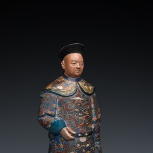 Figure d'un mandarin en terre cuite peinte, Chine, Canton, 19ème — photo 8