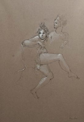 Fini, Léonor (France, 1908 - 1996), Two dancers, ink and gouache on paper