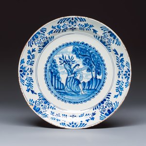 Five blue and white Dutch Delft plates — photo 8
