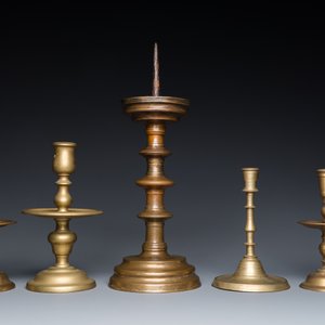 Five bronze and brass candlesticks, Flanders and The Netherlands, 15th C. and later — photo 5