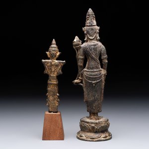 Five bronze figures of deities, Southeast Asia, 19th C. and earlier — 照片 4