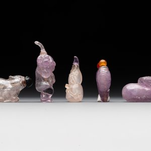 Five Chinese amethyst animal-form snuff bottles, 19/20th C. — photo 4