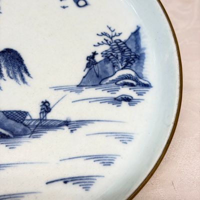 Five Chinese blue and white 'Bleu de Hue' 'Riverscape' plates — photo 5