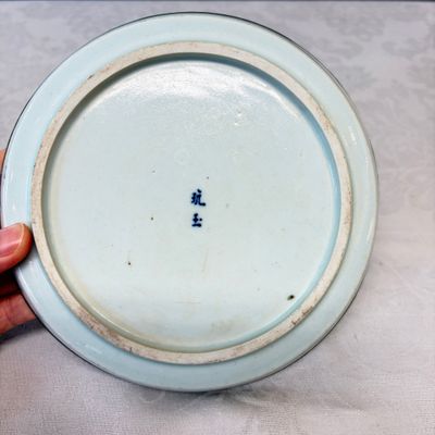 Five Chinese blue and white 'Bleu de Hue' 'Riverscape' plates — photo 9