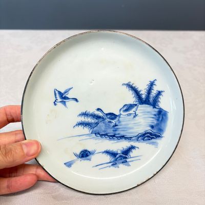 Five Chinese blue and white 'Bleu de Hue' 'Riverscape' plates — photo 42