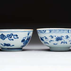 Five Chinese blue and white bowls, Kangxi and later — 照片 5