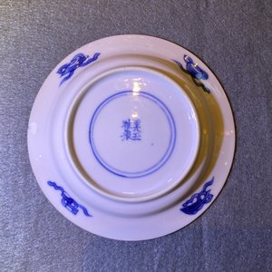 Five Chinese blue and white cups and saucers, Chenghua mark, Kangxi — photo 17