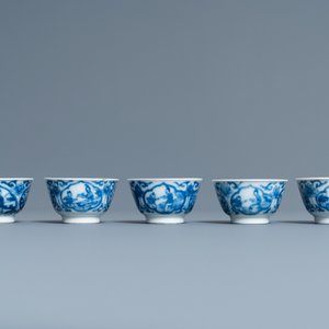 Five Chinese blue and white cups and saucers, Kangxi — photo 4