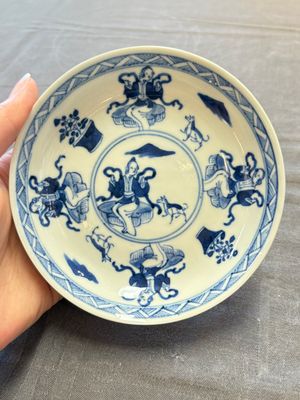 Five Chinese blue and white cups and saucers, Kangxi mark, 19th C. — 照片 7