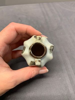 Five Chinese blue and white jarlets and three russet-splashed Longquan celadon jarlets, Yuan/Ming — photo 12