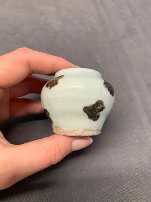Five Chinese blue and white jarlets and three russet-splashed Longquan celadon jarlets, Yuan/Ming — photo 22
