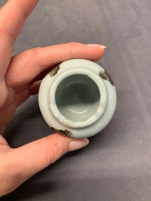 Five Chinese blue and white jarlets and three russet-splashed Longquan celadon jarlets, Yuan/Ming — photo 24